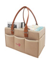 Light Brown Diaper Caddy Organizer Nursery use Foldable Lightweight Large Portable Baby Shower Gift Basket Travel Tote Car